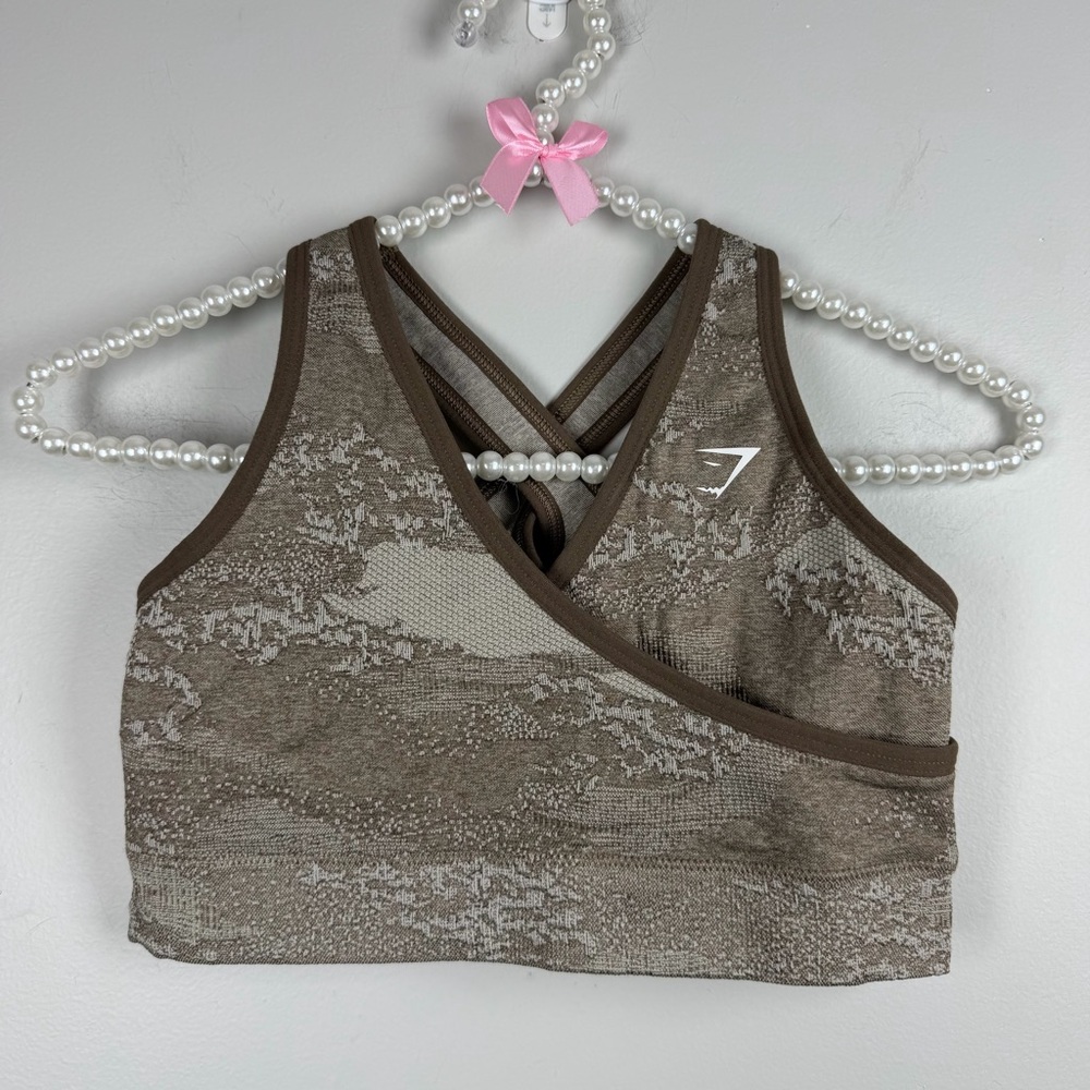 Gymshark ADAPT Brown CAMO SEAMLESS SPORTS BRA Workout Gym Lounge B3A4D Small